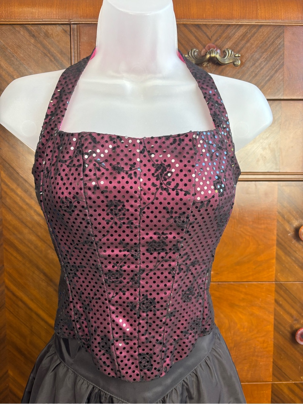Y2K Zum Zum by Niki Livas Sequin Halter Corset Top  Vintage 3/4 / Modern XS